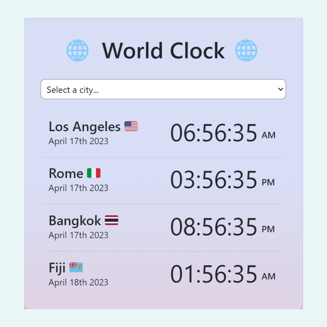 world clock project